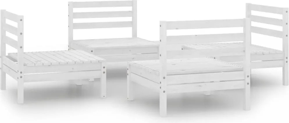 vidaXL Set mobilier de grădină, 4 piese, alb, lemn masiv de pin