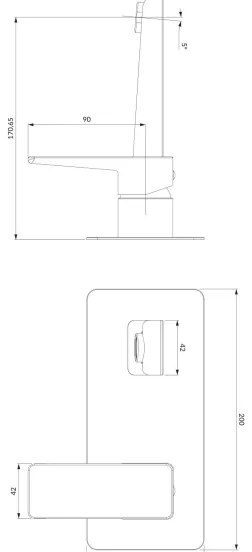 OMNIRES PM7415BL baterie lavoar incastrabilă PARMA negru mat