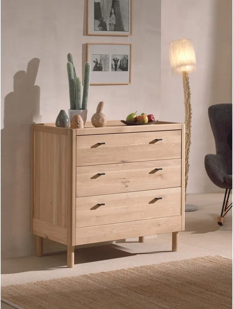Comodă de copii în culoare naturală din lemn de stejar 100x95x55 cm Forrest – Vipack