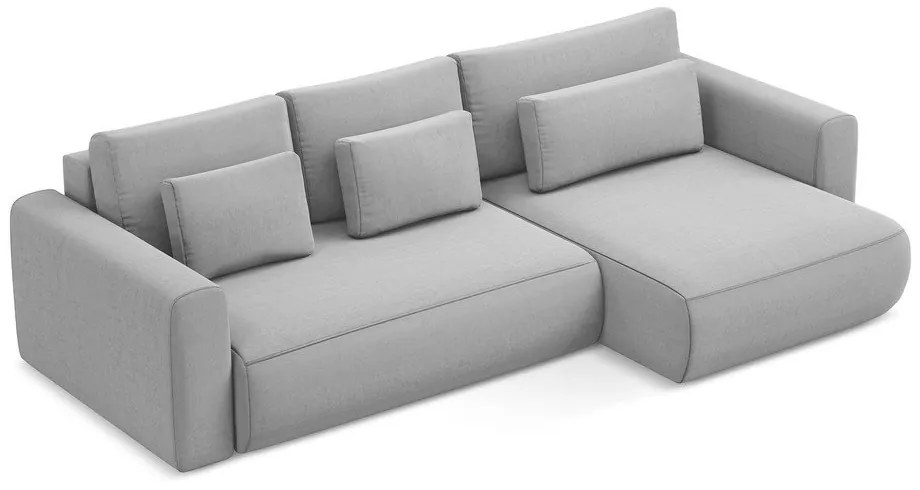 Colțar gri deschis extensibil/cu spațiu de depozitare cu tapițerie din catifea (cu colț pe partea dreaptă/cu șezlong) Kapua – Makamii