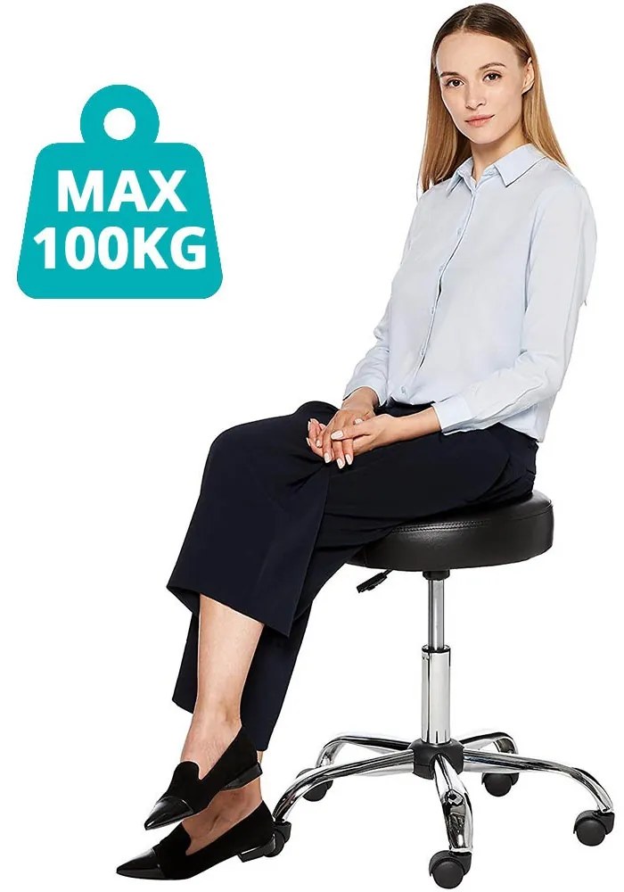 Scaun de cosmetica cu roti, inaltime reglabila-negru