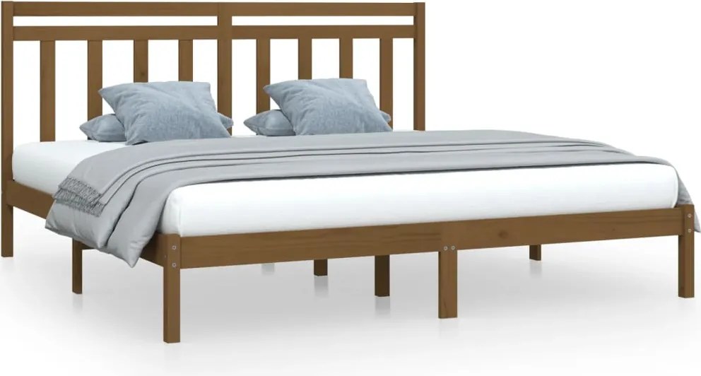 vidaXL Cadru de pat, maro miere, 200x200 cm, lemn masiv