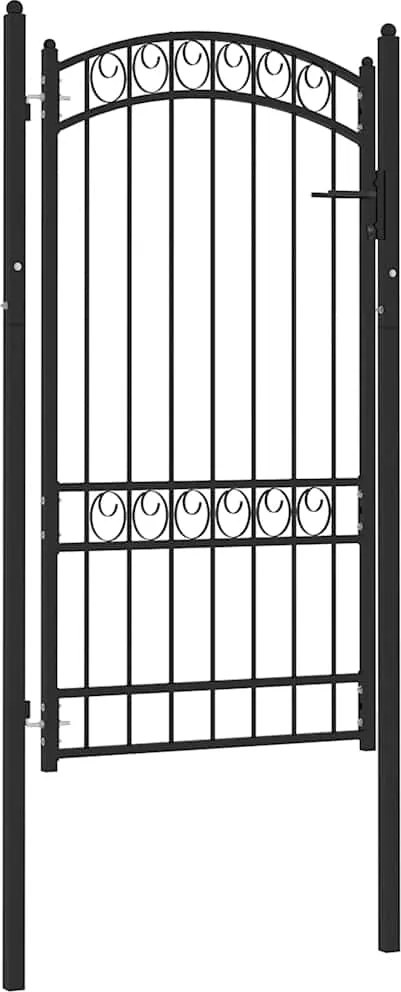 vidaXL Poartă de gard Emmen cu blat arcuit din oțel, 100x123,5 cm, negru