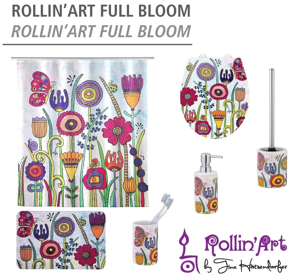 Perie de WC din ceramică Rollin'Art Full Bloom – Wenko