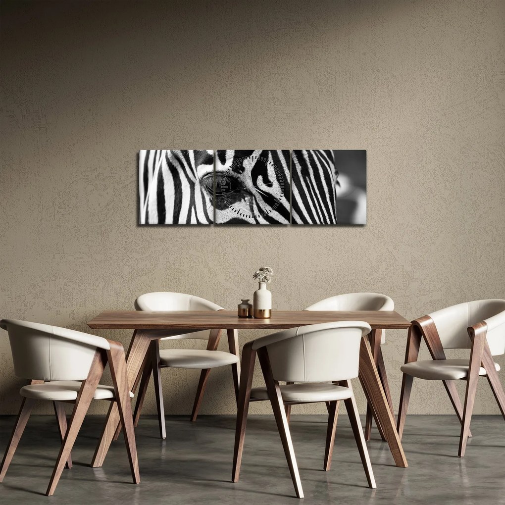 Tablou cu zebră (cu ceas) (90x30 cm)