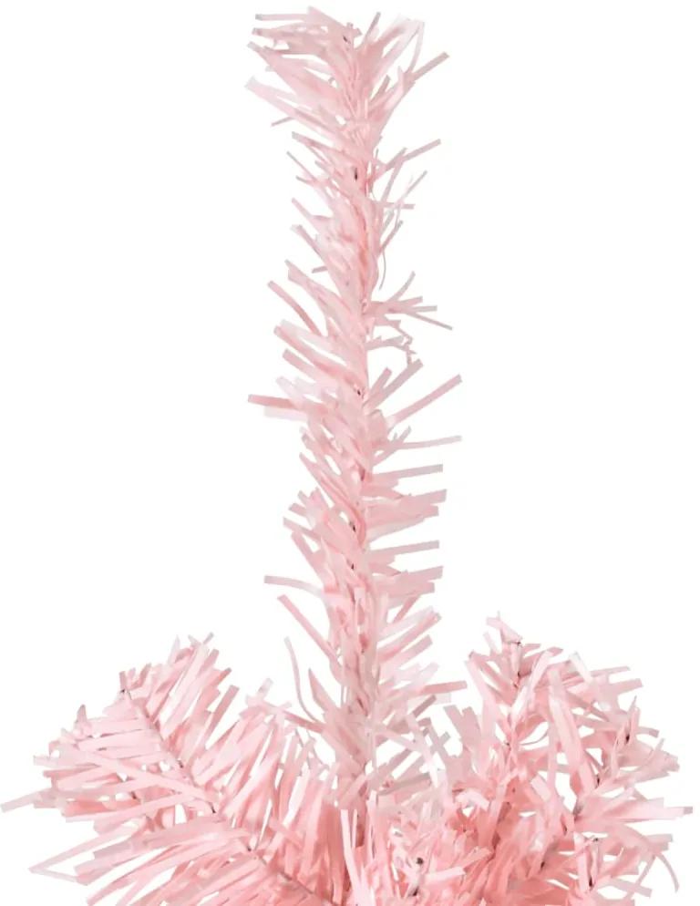 Jumatate brad de Craciun subtire cu suport, roz, 210 cm 1, Roz, 210 cm