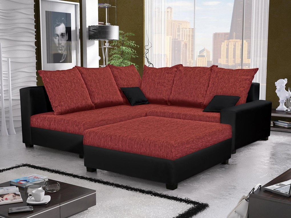 Zondo Colțar Monarda (Roșu + negru) (cu taburete) (S). 616021
