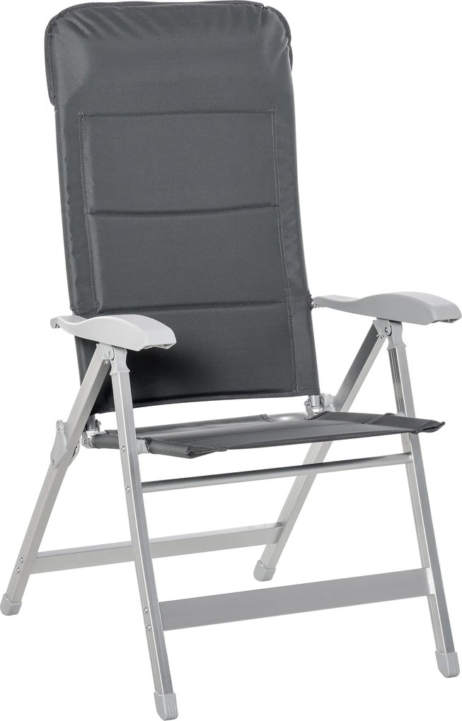 Outsunny Scaun de Pescuit Pliabil cu Cotiere și Spătar Înălțat Reglabil, 75x61.5x76-115 cm, Gri | Aosom Romania