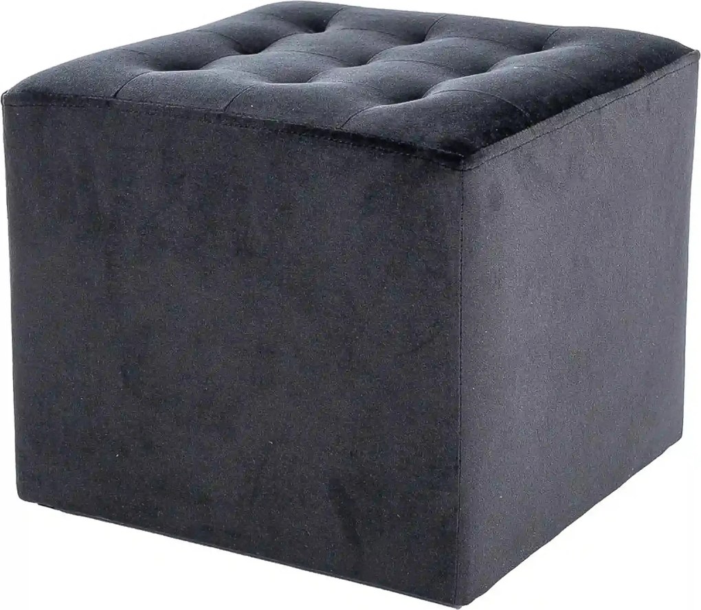 Taburet LORI, stofa catifelata negru - Bluvel 19, 39x39x34 cm