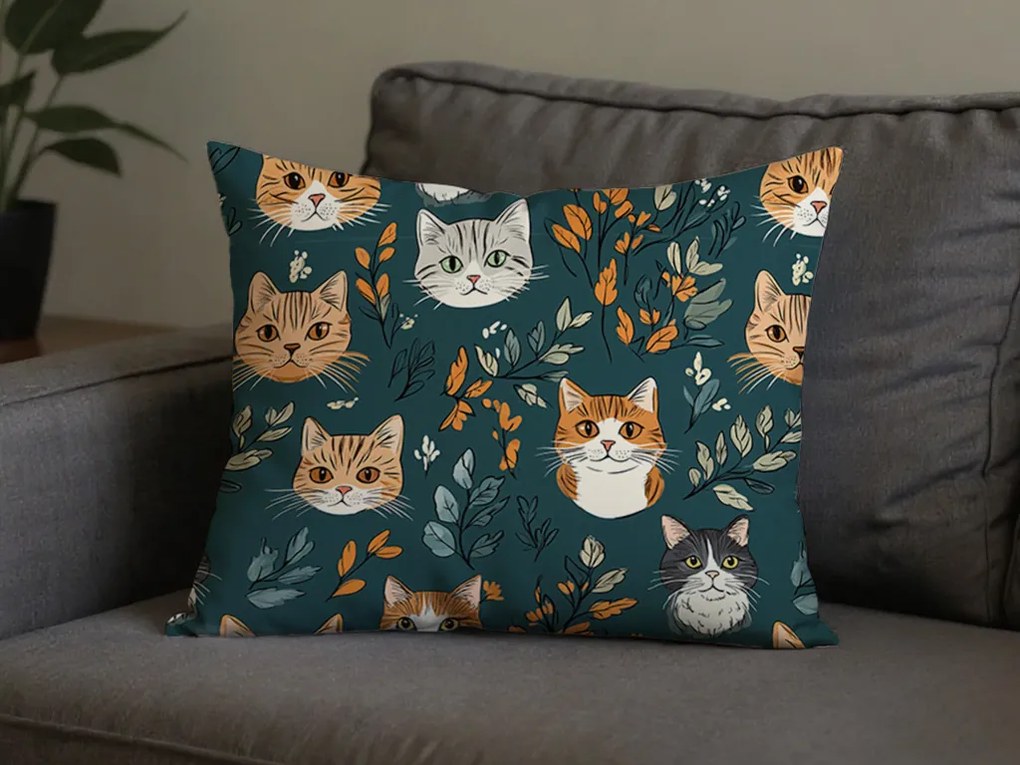 Husa pentru perna din bumbac CATTAMI POLY 50x70 cm, verde inchis