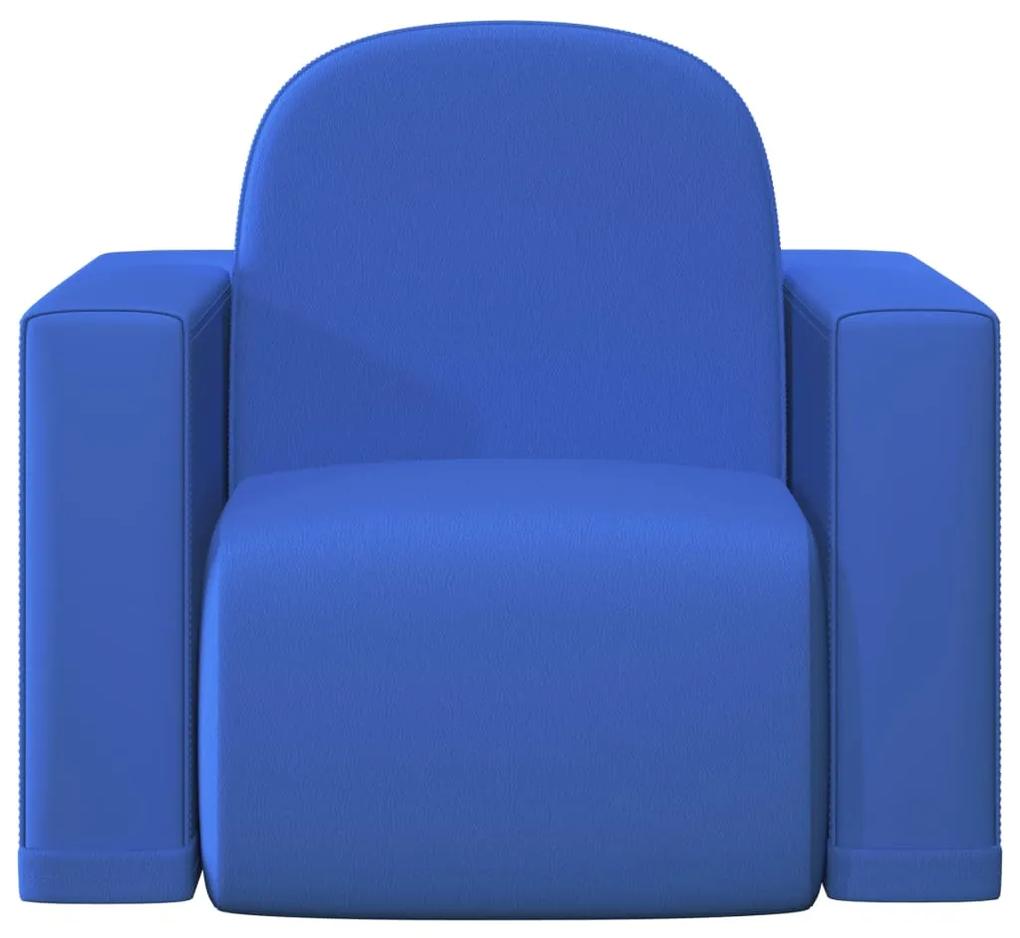 Canapea pentru copii 2-in-1, albastru, piele ecologica Albastru