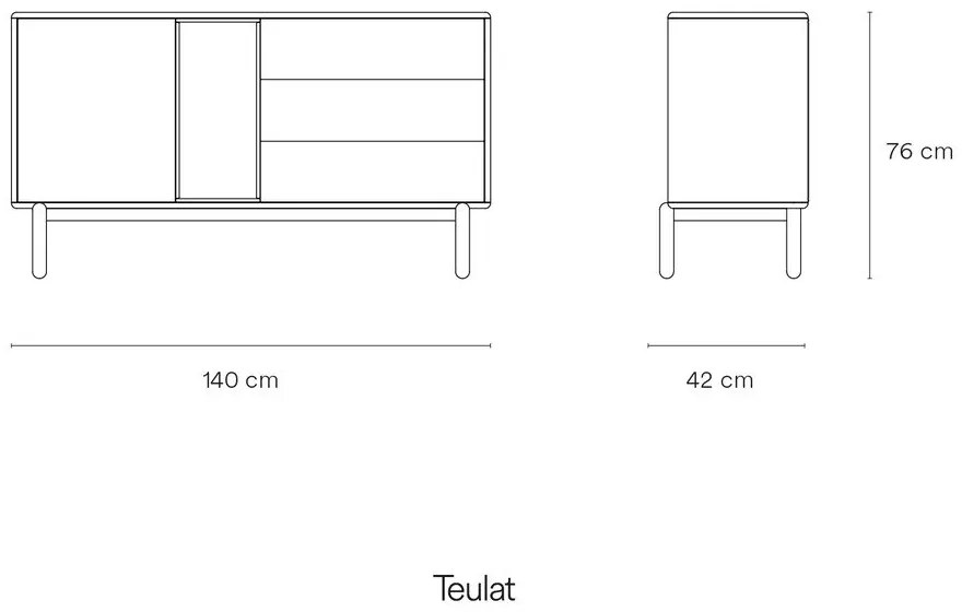 Comodă joasă gri închis 137x76 cm Corvo - Teulat