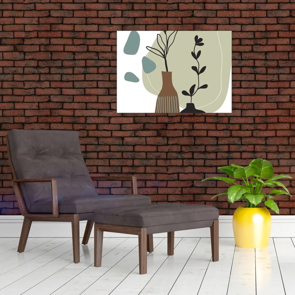 Tablou pe sticlă - Flori într-o vază N⁰2 (70x50 cm)