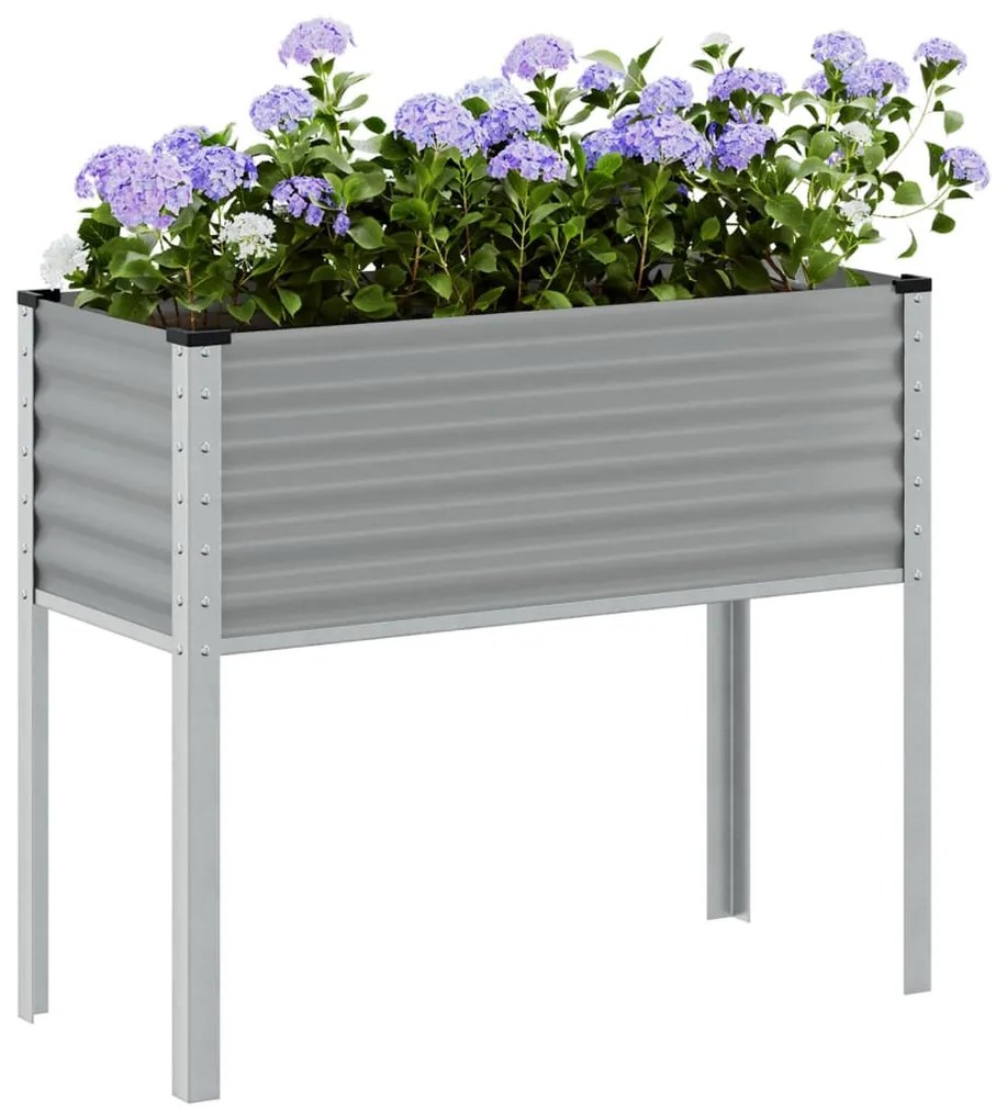 vidaXL Jardinieră de grădină, gri, 100x41x90 cm, oțel