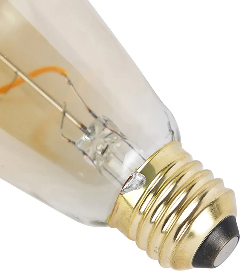 Set de 3 becuri LED cu filament spiralat E27 reglabile ST64 auriu 4W 270lm 2100K