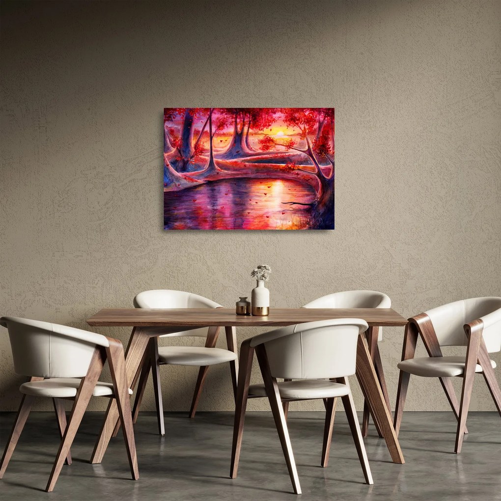 Tablou pe sticlă cu pădurea fermecată (70x50 cm)