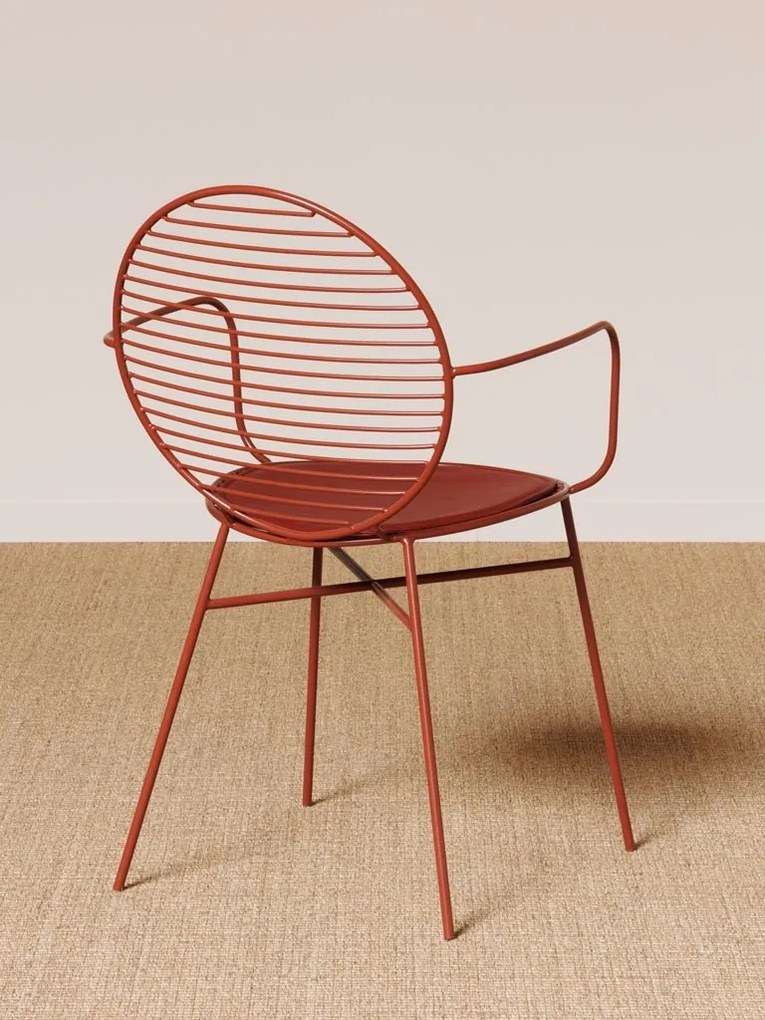 Scaun de exterior, rosu, din metal, Klara