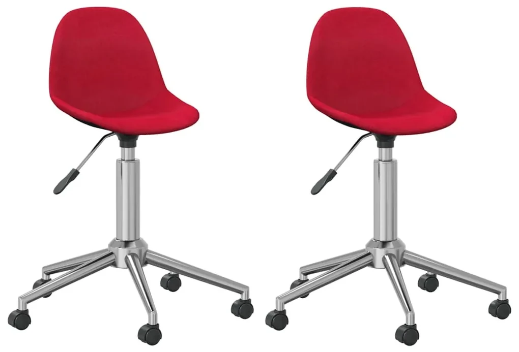 333473 vidaXL Scaune de bucătărie pivotante, 2 buc., roșu vin, textil