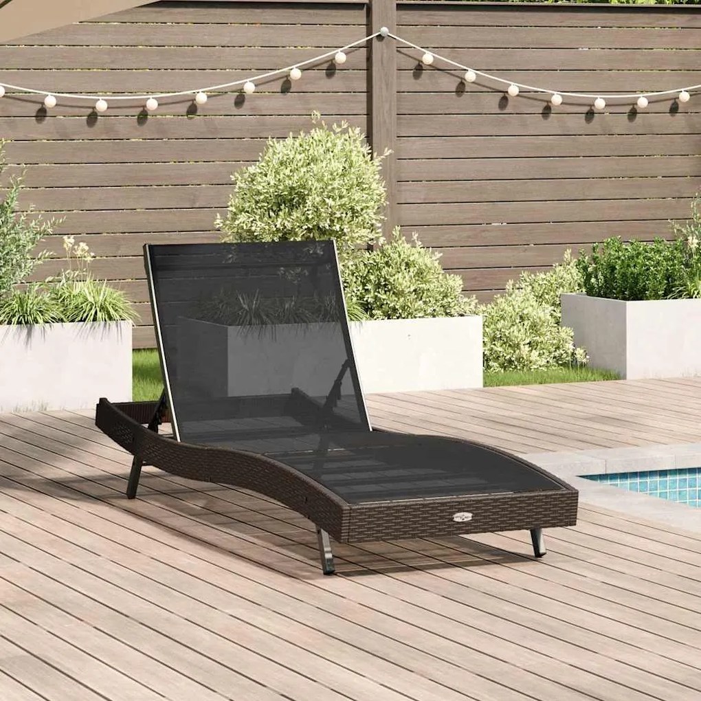 vidaXL Șezlong cu pernă 1-persoană Maro 197 x 70 x 82 cm Rattan poli