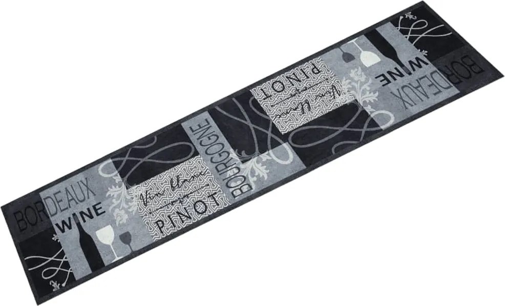 vidaXL Covor de bucătărie lavabil Wine, gri, 60x300 cm, catifea