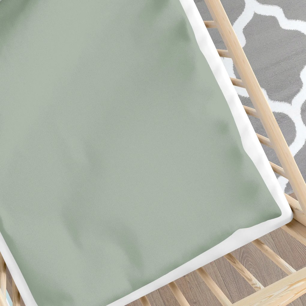 Goldea lenjerie pătuț din 100% bumbac - verde salvie 100 x 135 și 40 x 60 cm