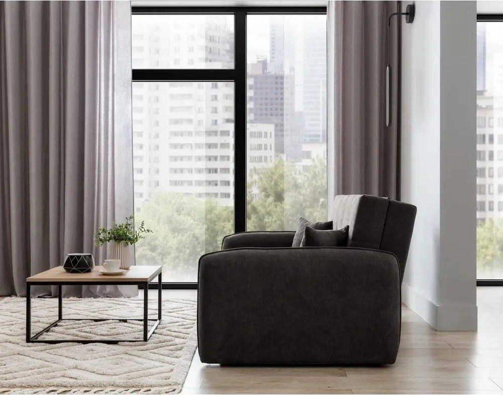 Canapea gri închis extensibilă/cu spațiu de depozitare cu tapițerie din chenille 155 cm Laine – ELTAP