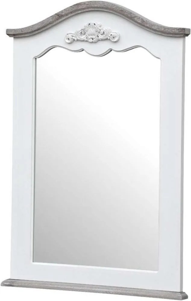 Oglindă de perete Berenice, 85x60x4 cm, lemn de plop/ mdf, alb/ maro