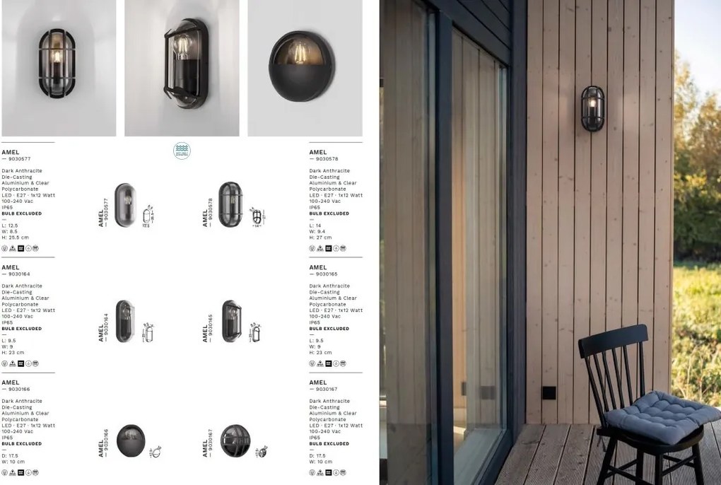 Aplica de perete iluminat exterior IP65 AMEL
