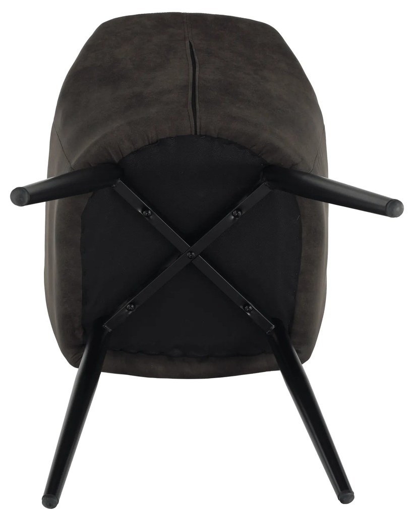 Fotoliu design, ţesătură din piele periată, maro Taupe / negru, LACEY