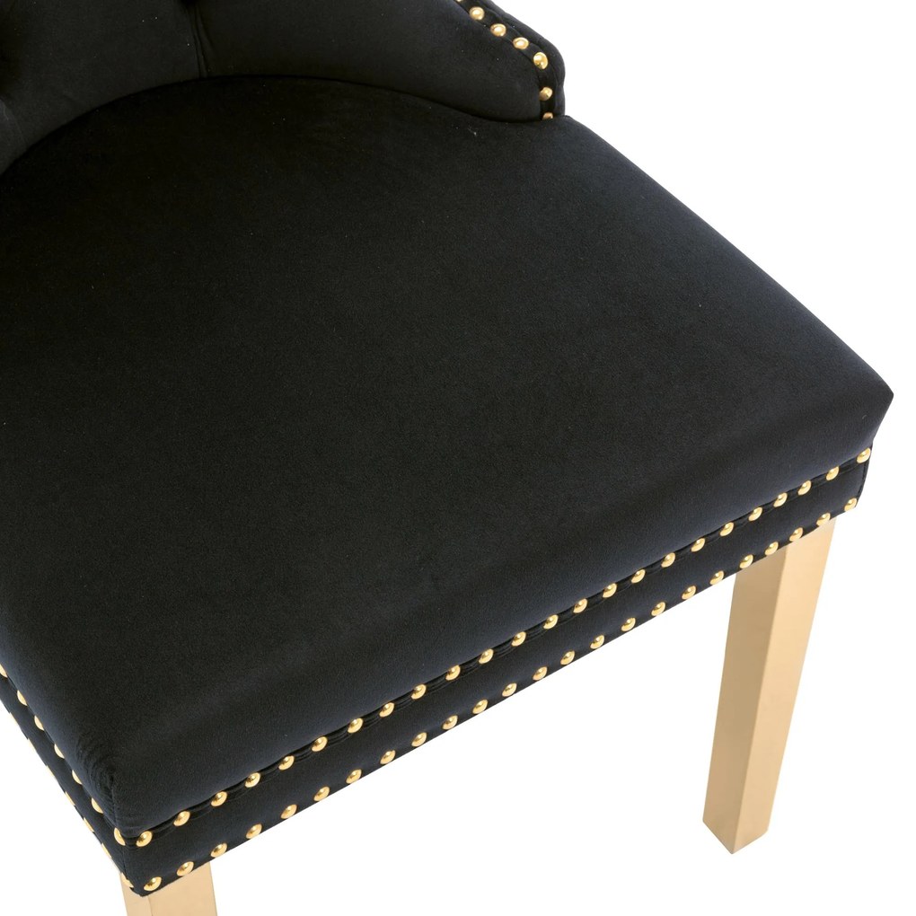 Set de 4 scaune de sufragerie tapițate în catifea, Negru | Aosom Romania
