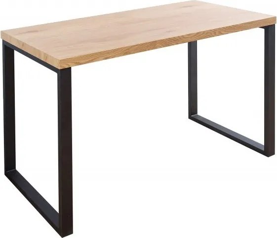 Birou design industrial Black Desk 120cm, negru/ stejar