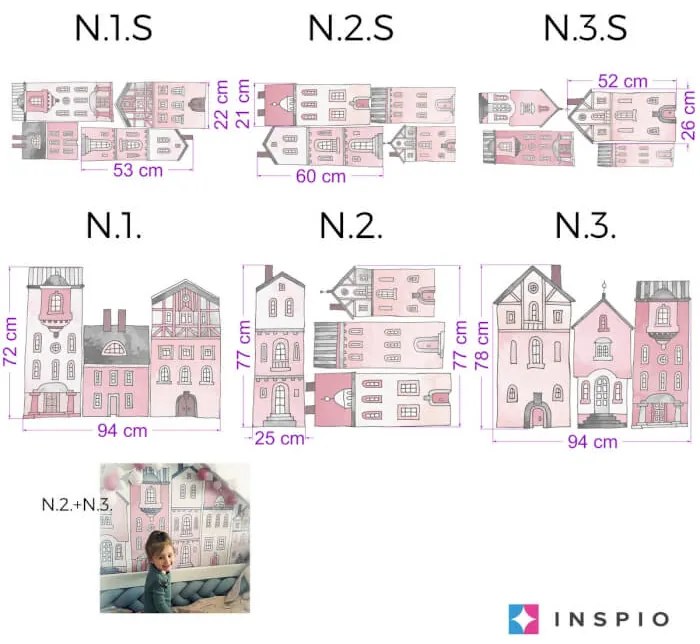 INSPIO Autocolante pentru perete - Case roz