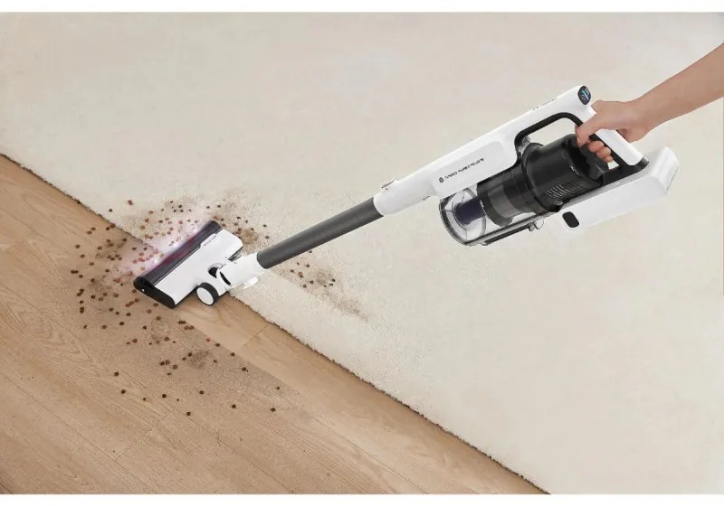Aspirator vertical Tineco A30S Plus, 160W, 20000 Pa, 140 m², 60 min, 1000 ml, Senzor iLoop, Tehnologie PureCyclone, LED, Alb/Gri