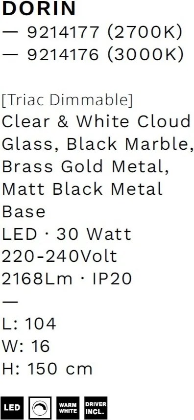 Lustra decorativa liniara cu 5 pendule LED 2700K DORIN