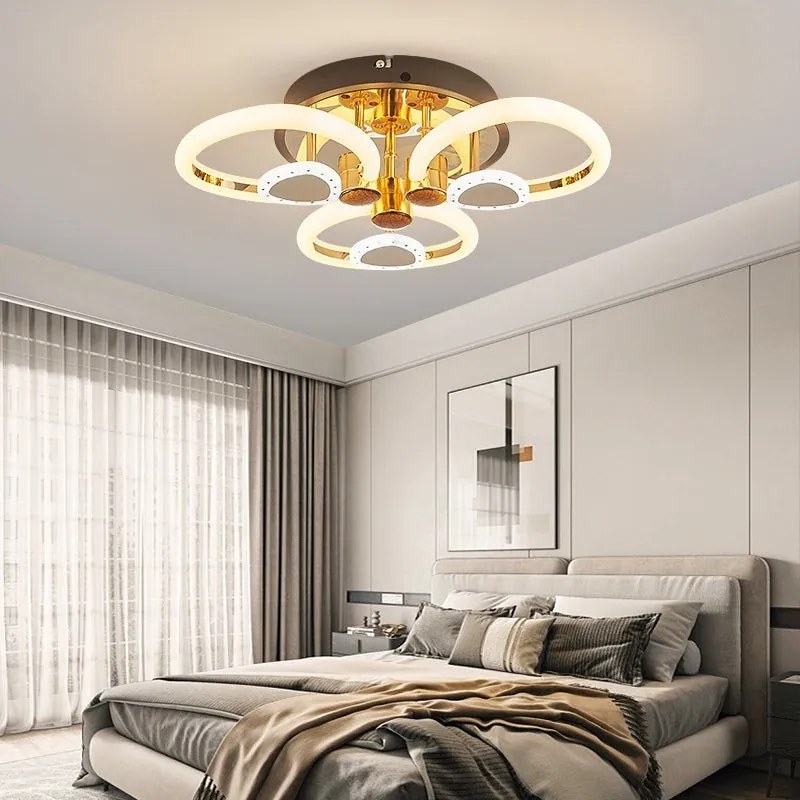 Lustra Led Cu Telecomanda, Elit's, Opal A, 84 w Intensitate Reglabila, RGB, Gold