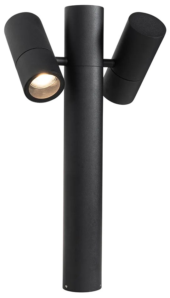 Lampă de exterior pe stativ neagră 50 cm 2 lumini reglabile - Duo
