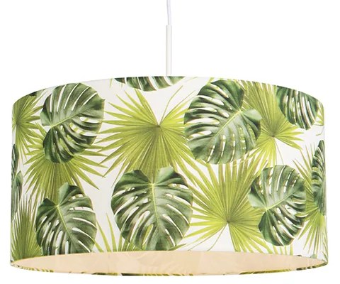 Lampă suspendată botanică albă cu abajur cu frunze 50 cm - Combi 1