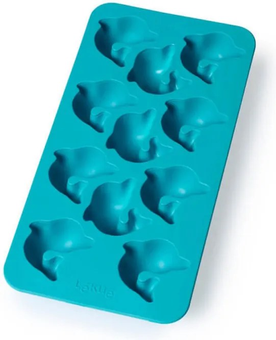Forma cuburi de gheata cu capac Lekue 1009042, 22 x 11 x 2,3 cm, 11 delfini, -40 +60 °C, Albastru