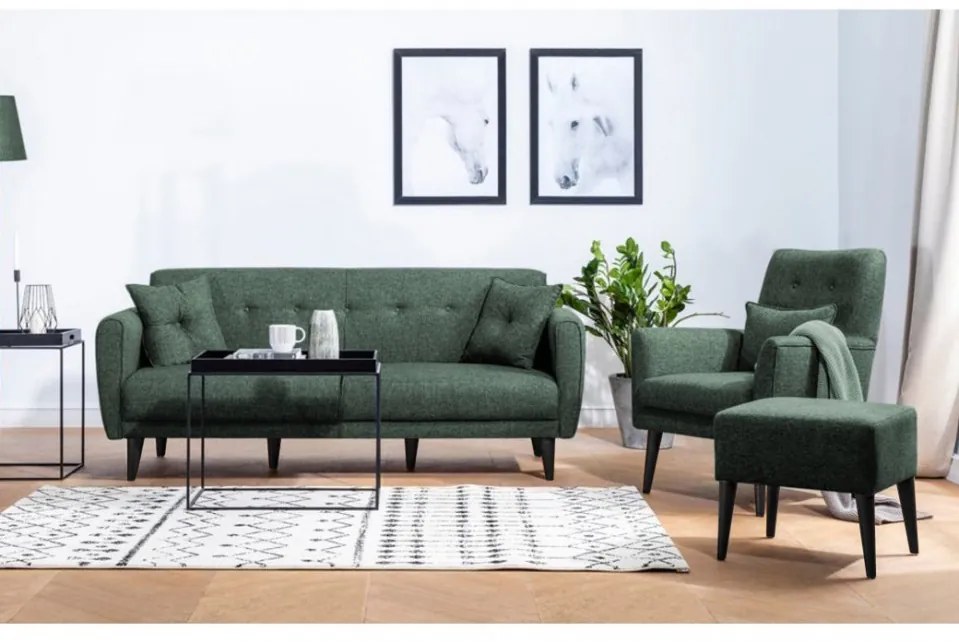Set Canapea Extensibilă si Fotoliu Aria - S, Verde