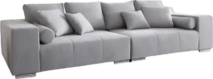 Canapea extensibilă dumonde cu ladă de depozitare si sezut confortabil din spuma high-density, Marbela Enjoy Silver XXL 295x100 cm