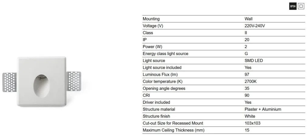 Spot LED incastrabil ghips iluminat ambiental TUK alb