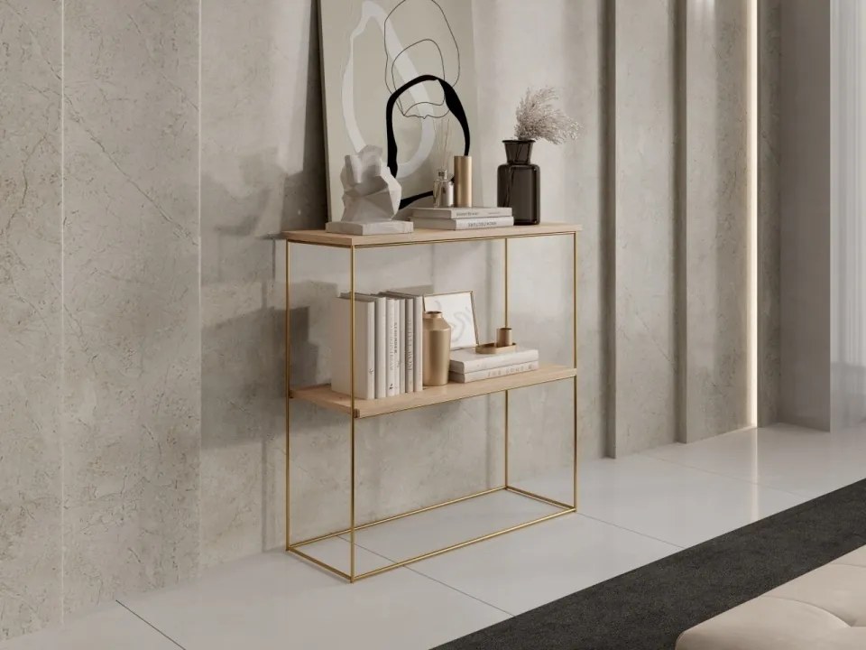 Consolă hol, 80x30x80 cm TONI 1, ADRK Furniture (Culoare: Auriu / Negru)