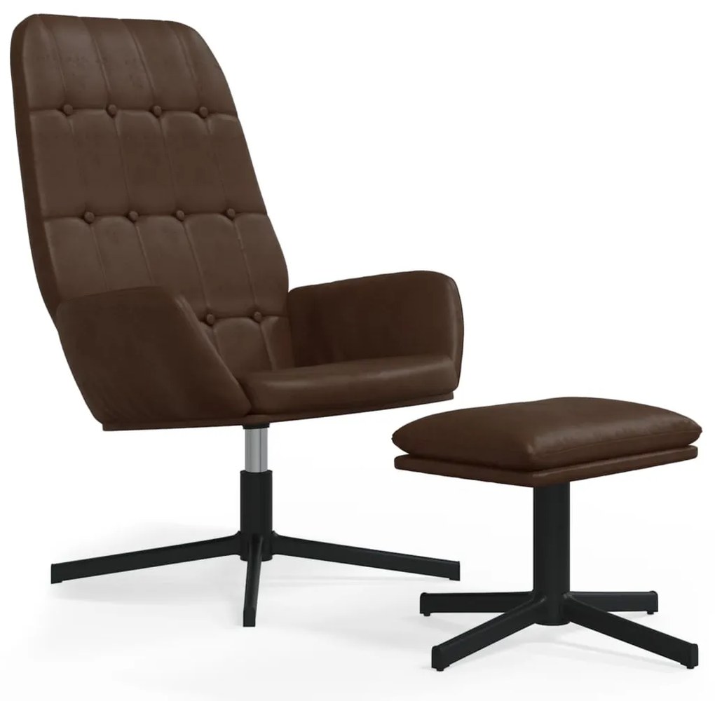 3097716 vidaXL Scaun de relaxare cu taburet, maro lucios, piele ecologică