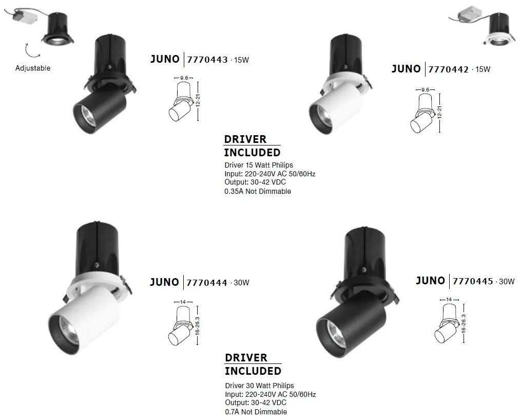 Spot incastrabil pentru tavan fals, Juno alb 15W NVL-7770442