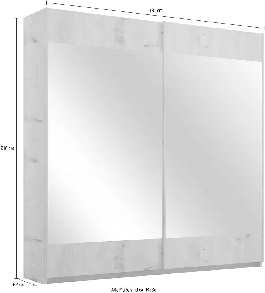 Dressing 181 cm lungime, 2 uși glisante, cu oglindă, culoare gri antracit, 210 cm înălțime