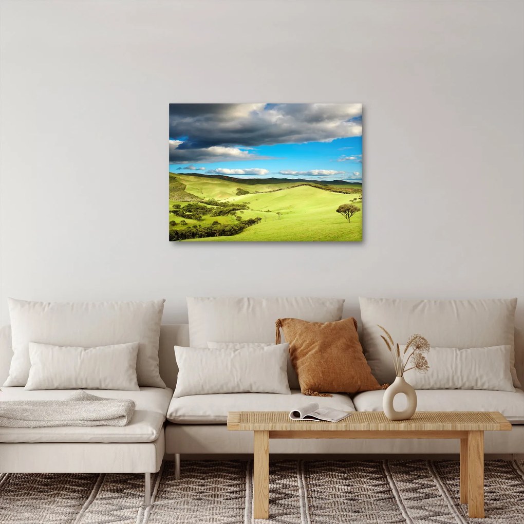 Tablou - Peisaj verde cu dealuri (70x50 cm)
