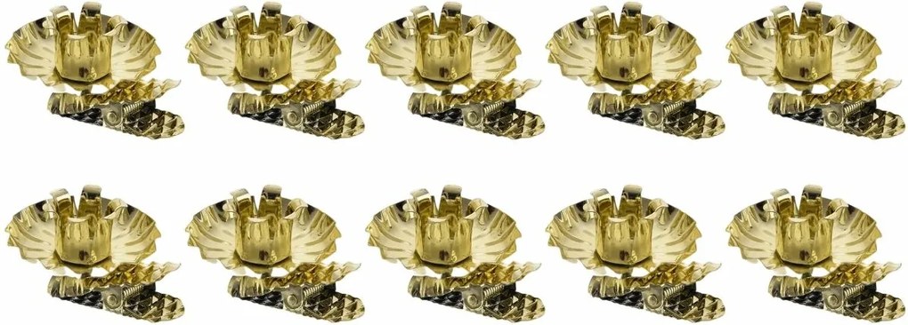 Suport de lumânare cu clips Orion, diametru 1,5cm, 10 buc, auriu