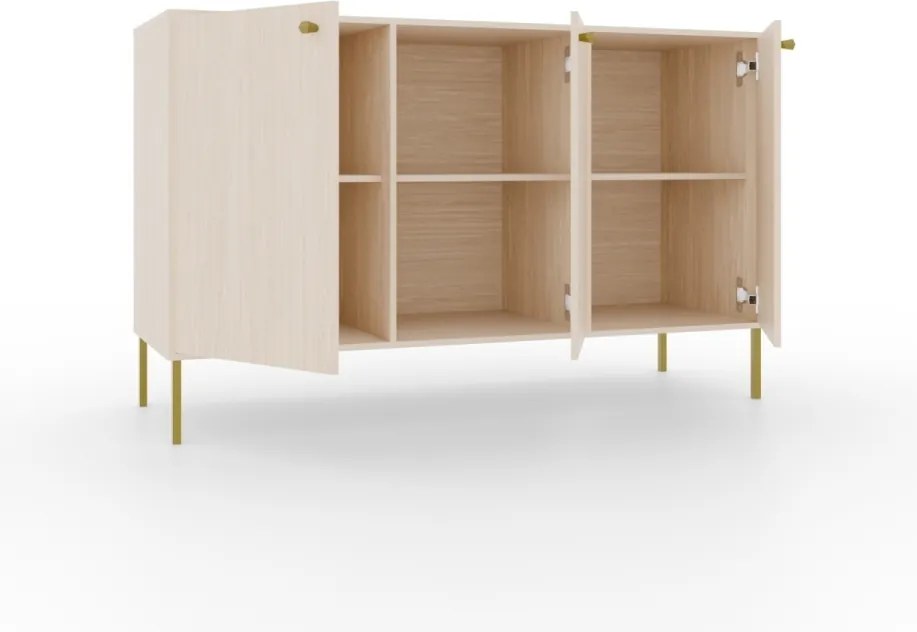 Comodă cu trei usi, 124x41x74cm, Tili System, ADRK Furniture (Culoare: Bej nisip / Bej nisip)