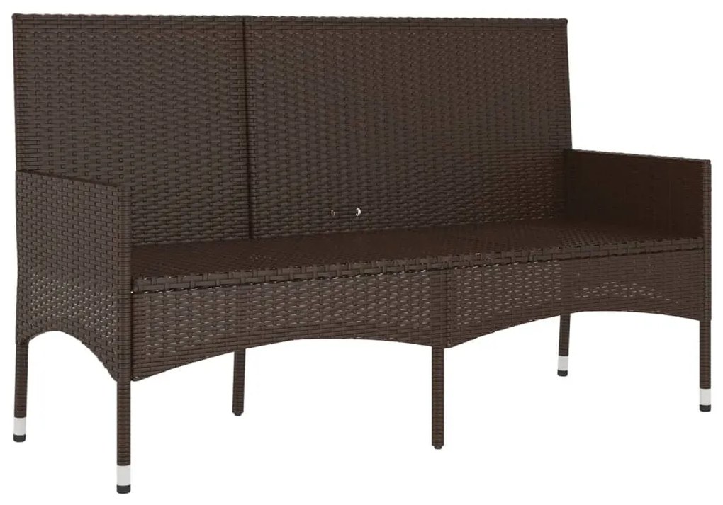 Banca de gradina cu 3 locuri, cu perne, maro, poliratan