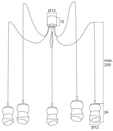 Argon 2073 - Lustră LED pe cablu GARDA 5xLED/5W/230V